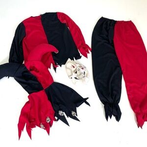 ☘️3/$15 Child unisex renaissance Harley Quinn or Jester 4-piece costume size med